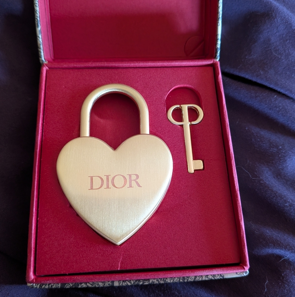 Dior Heart-Shaped Gold Lock and Key Set